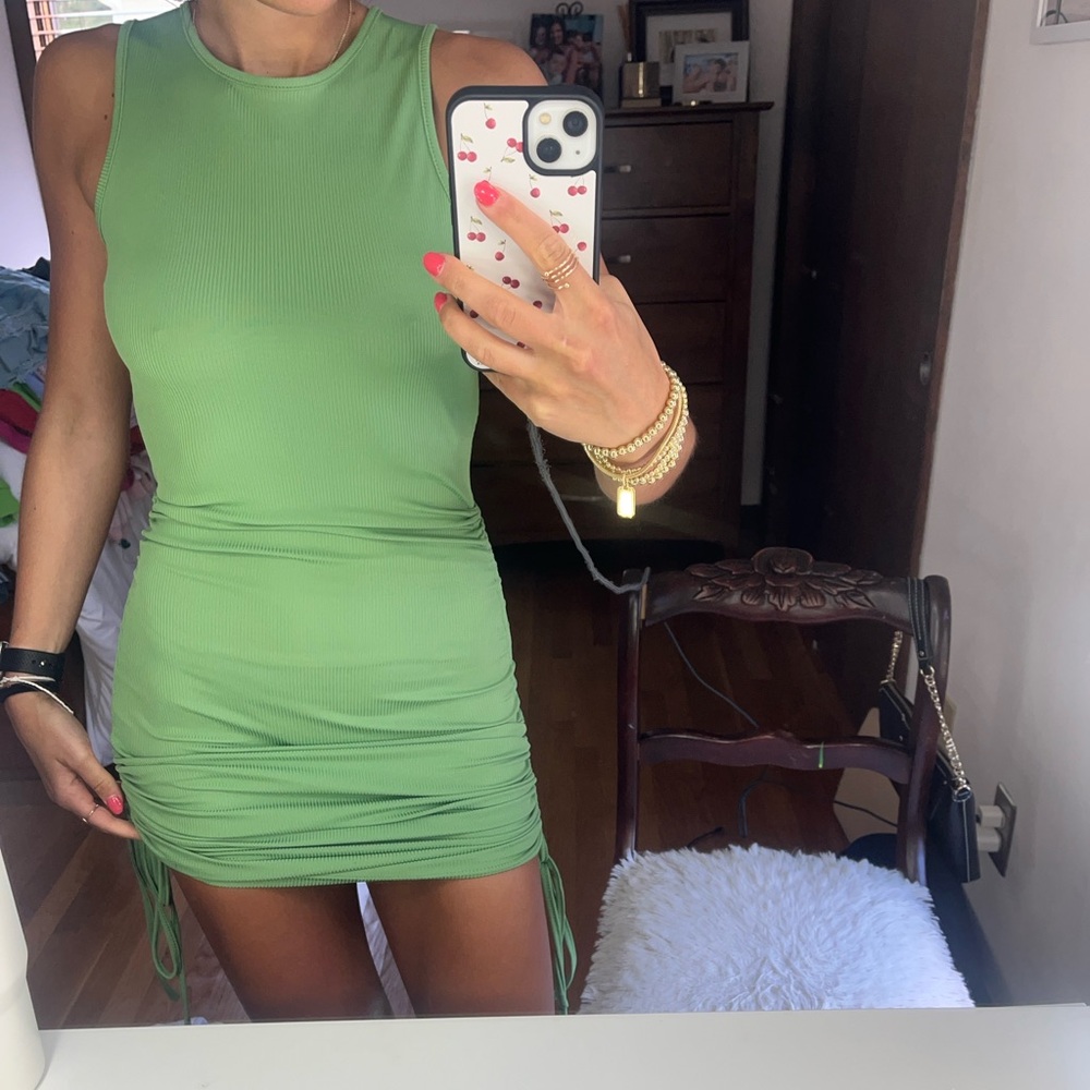 Green mini dress